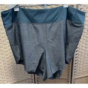 Athleta‎ Run With It Textured 3.5 Inch Running Shorts Teal Charcoal 3X